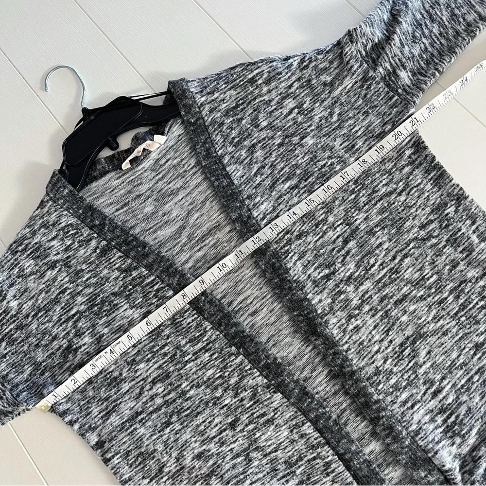 Soft Surroundings Marled Open Front Cardigan Sweater Top Pockets Small Gray